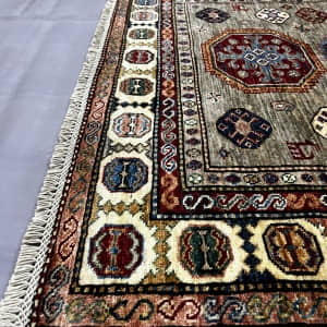 Rug# 26484. Afghan Chechen weave, circa 2010, 19th century Kazak inspired, HSW & Veg dyes, size 196x127 cm (5)