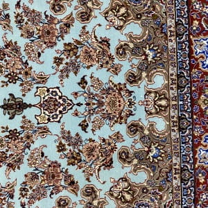 Rug# 10238, Isfehan , singed Javad Eslimi Silk base & inlay, 1 million KPSQM, Pahlavi era, c.1970, immaculate, Persia, size 224x150 cm (10)