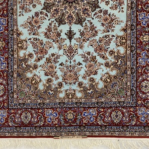 Rug# 10238, Isfehan , singed Javad Eslimi Silk base & inlay, 1 million KPSQM, Pahlavi era, c.1970, immaculate, Persia, size 224x150 cm (8)