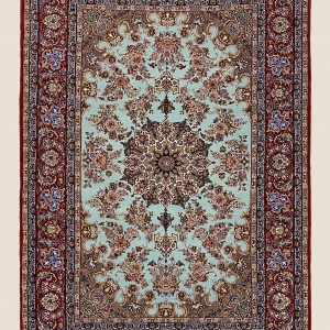 Rug# 10238, Isfehan , singed Javad Eslimi Silk base & inlay, 1 million KPSQM, Pahlavi era, c.1970, immaculate, Persia, size 224x150 cm (9)
