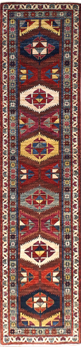 Afghan Turkaman Caucasian-Inspired 366x87cm